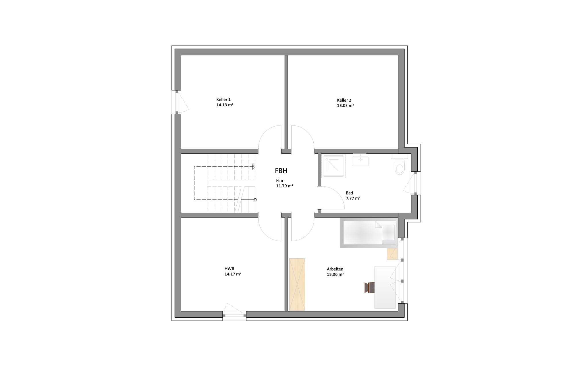 modernes Satteldachhaus mit Holzverschalungen - Untergeschoss