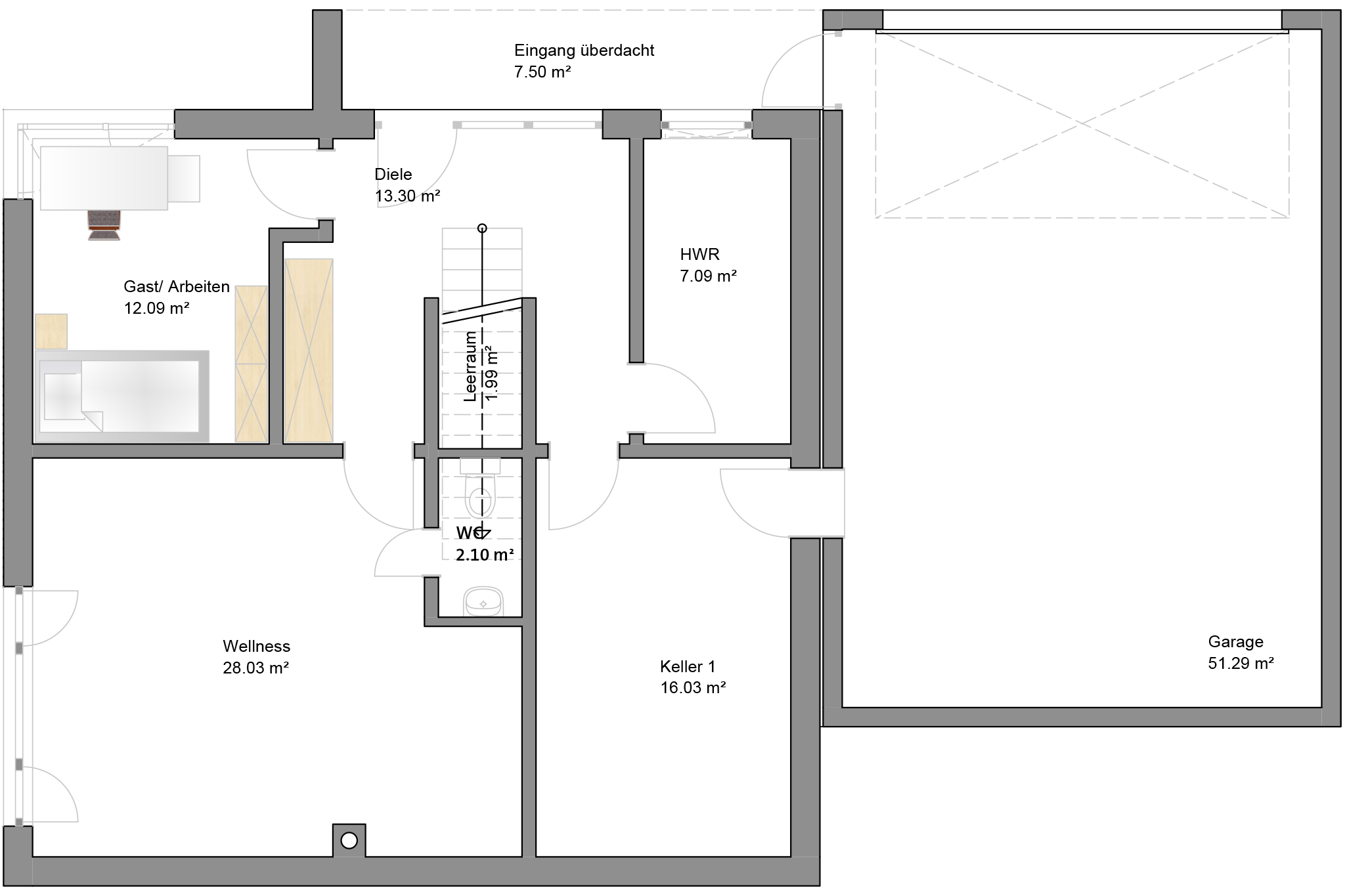 Haus am Hang in Nordthüringen - Untergeschoss