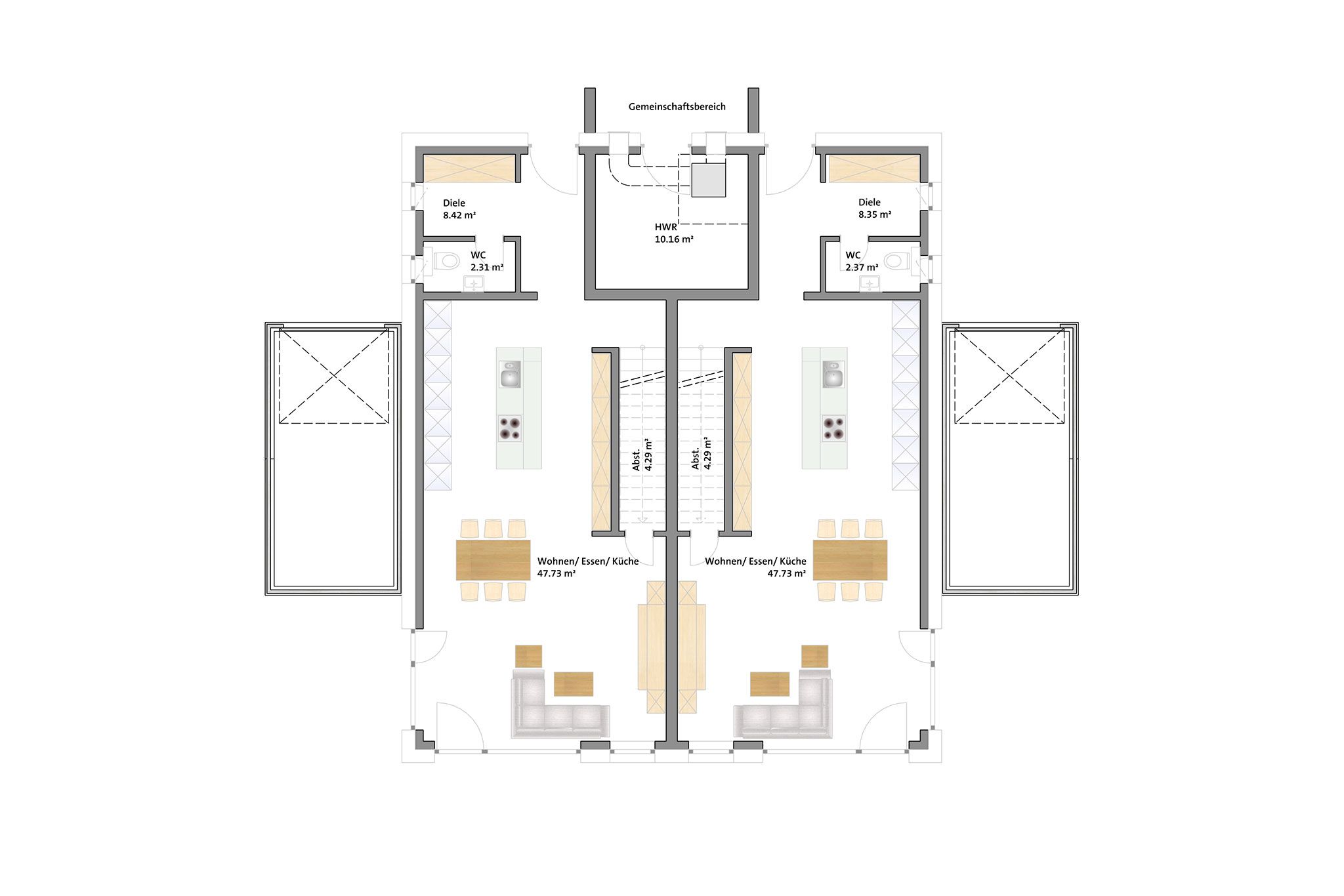 Zweifamilien Passivhaus in Offenbach - Erdgeschoss