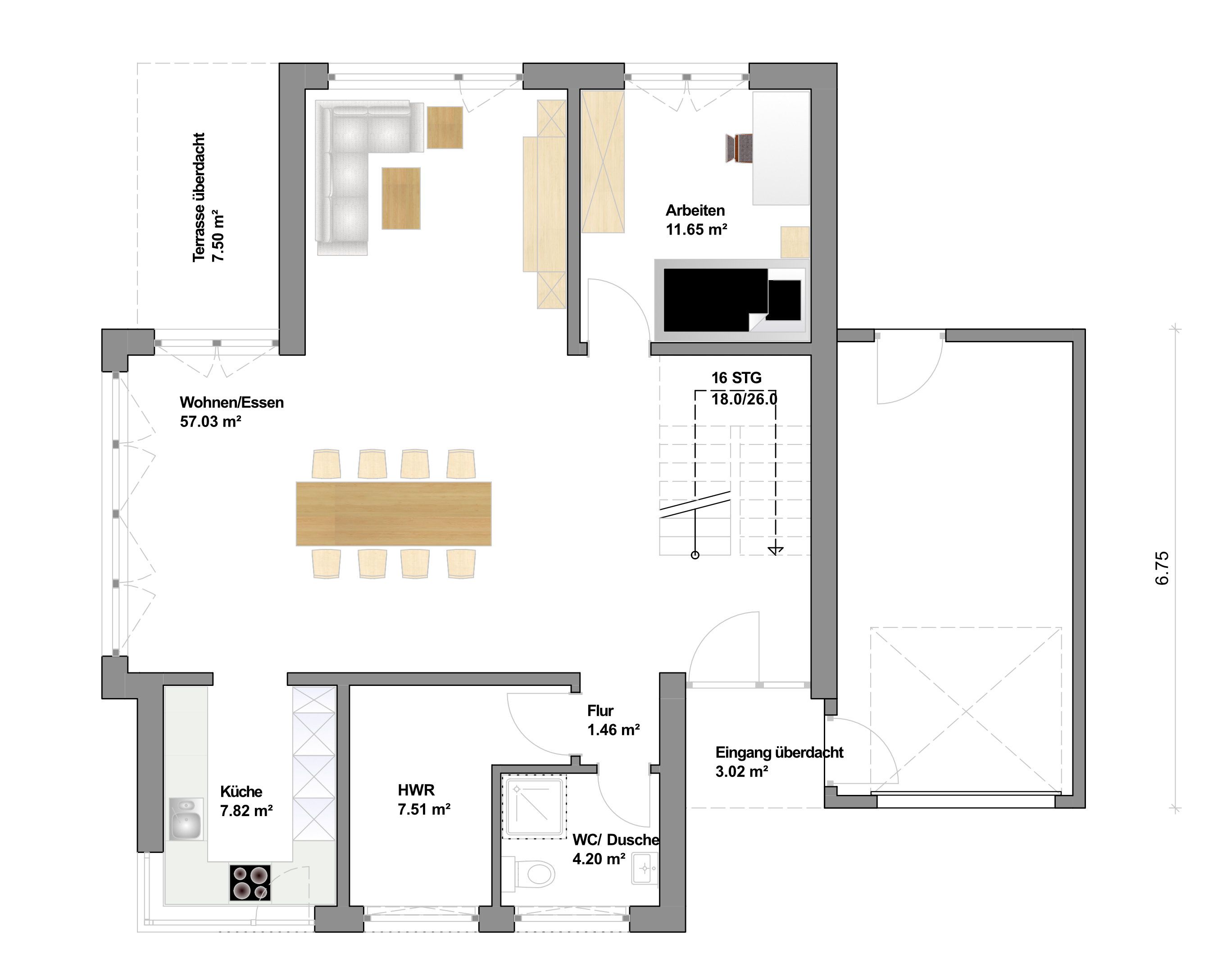 Einfamilienhaus mit großer Dachterrasse EG