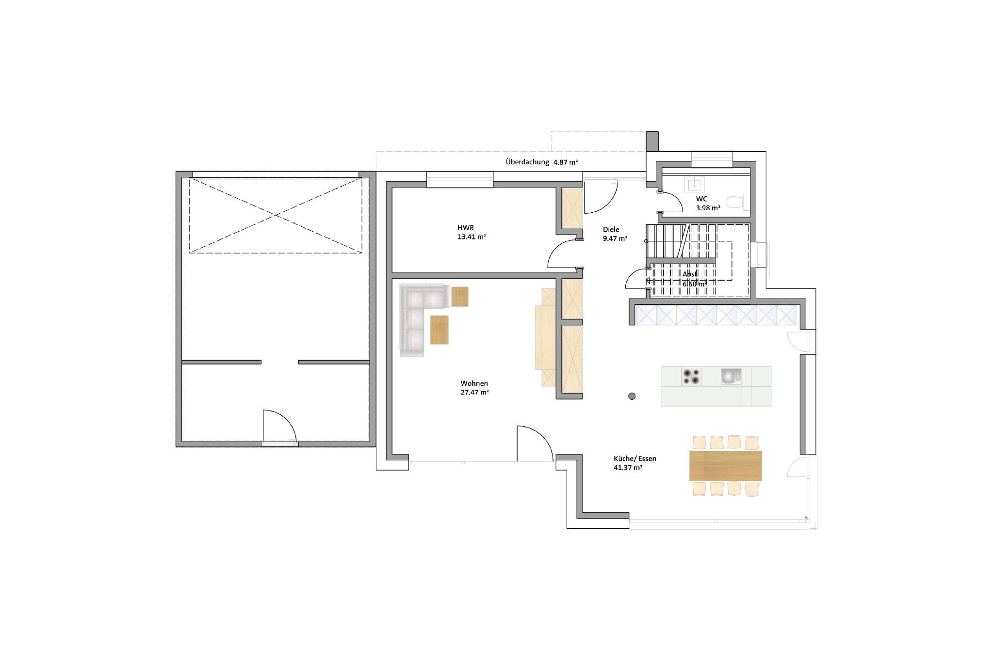 Passivhaus im modernen Baustil in Nidderau - Erdgeschoss