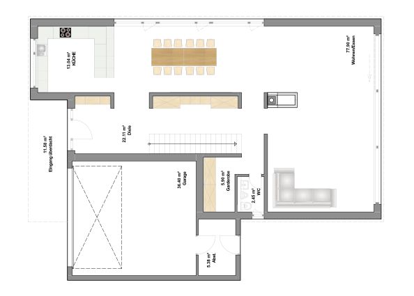 Flachdachhaus mit Staffelgeschoss im Taunus - Erdgeschoss